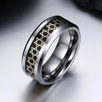 Bague large pour homme avec étoiles de David symbole juif noir