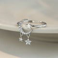 Moon and Star Ring Women's Celestial Band