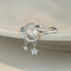 Moon and Star Ring Women's Celestial Band