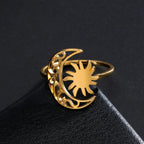 Gold Moon and Sun Ring