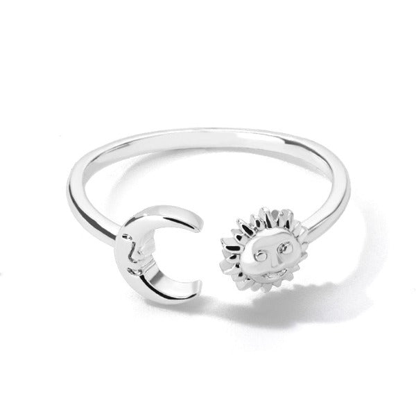 Moon Sun Stars Ring Woman silver