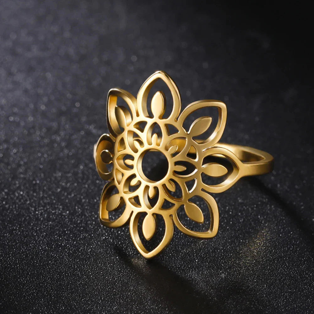 Mandala Ring Women's Signet Gold