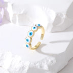 White Turkish Blue Evil Eye Ring