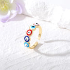 Multicolored Turkish Blue Evil Eye Ring