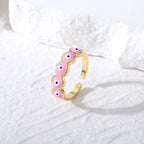 Pink Turkish Blue Evil Eye Ring