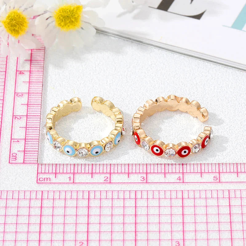 Blue Turkish Evil Eye Ring Bohemian Style