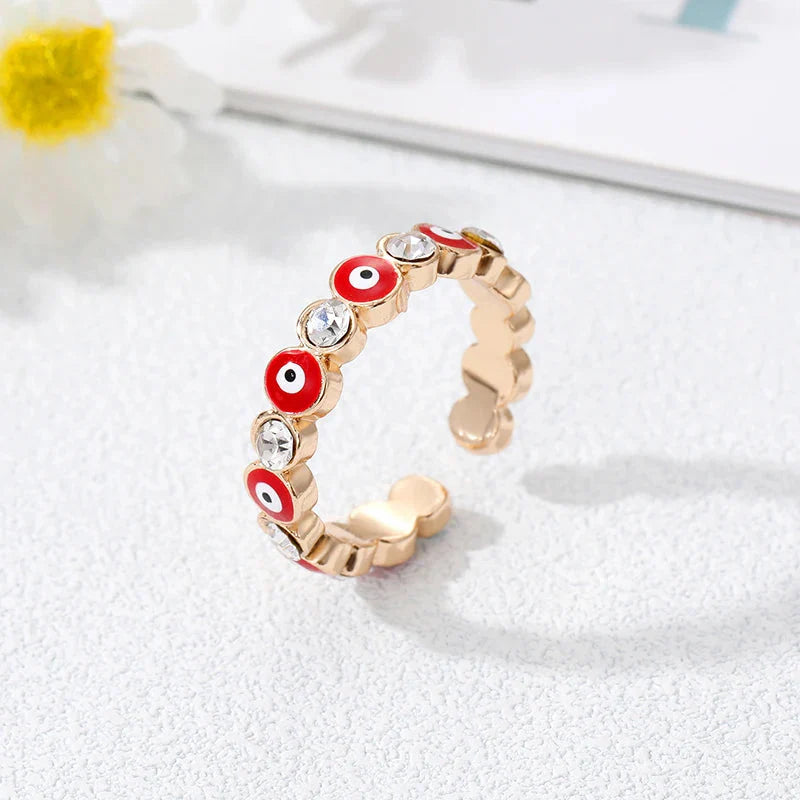 Red Blue Turkish Evil Eye Ring Bohemian Style