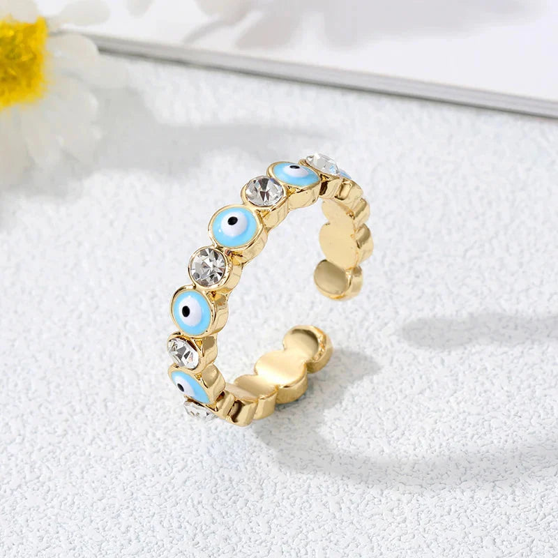 Turquoise Blue Turkish Evil Eye Ring Bohemian Style