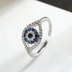 Silver Blue Turkish Evil Eye Zircon Ring