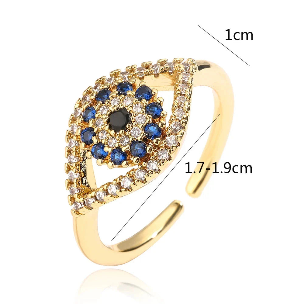 Blue Turkish Evil Eye Zircon Ring