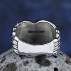 Bague motif plume vieillie