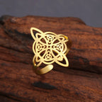 Witch's Knot Protection Ring Women's Wiccan Gold Ring