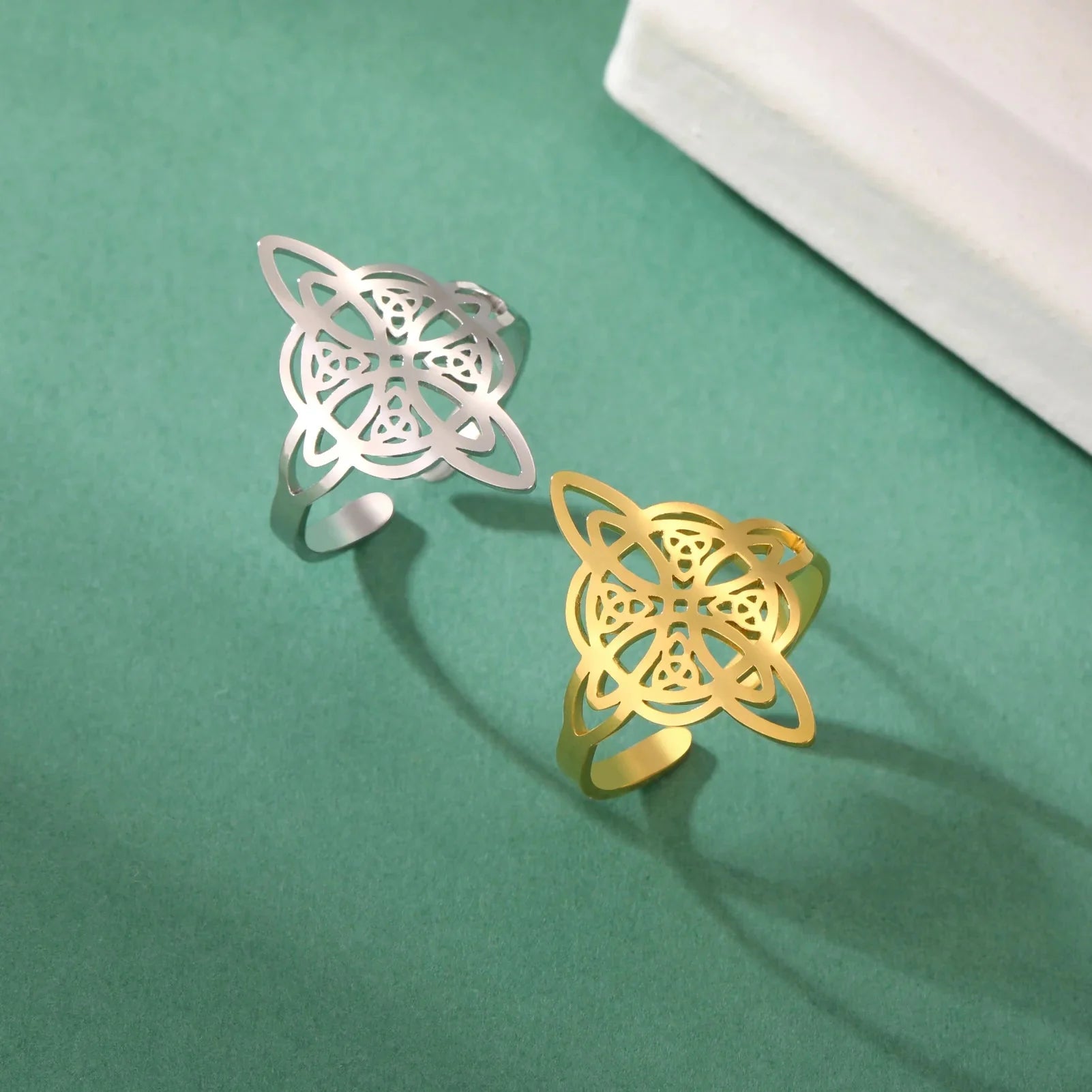 Witch's Knot Protection Ring Women's Wiccan Gold Ring