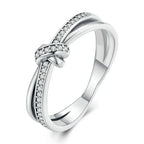 Bague noeud et strass argent