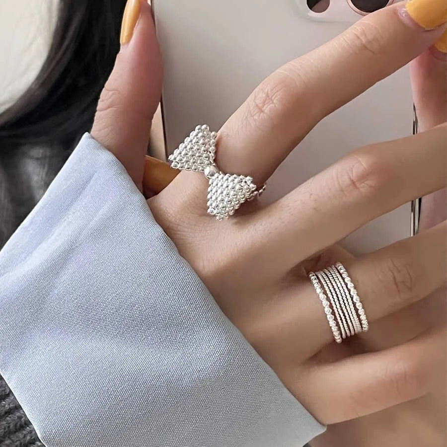 Bague noeud papillon et perles