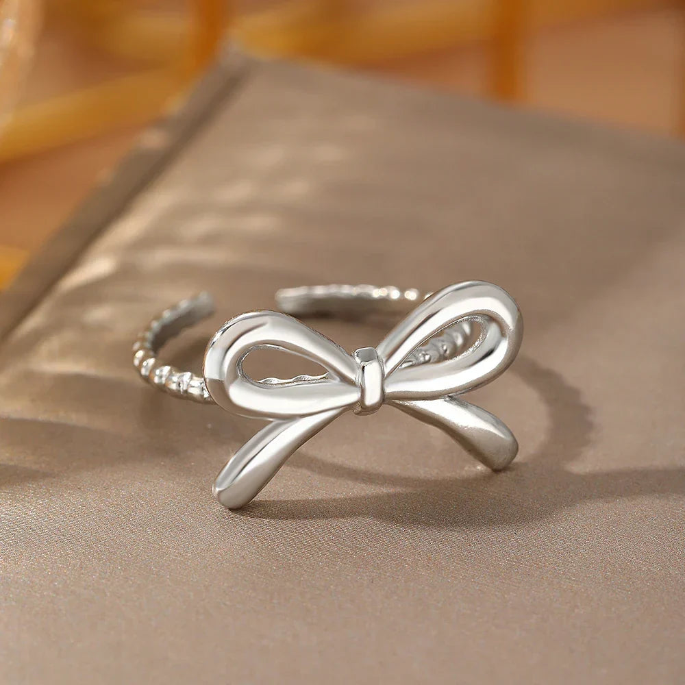 Bague noeud papillon pour femme argent