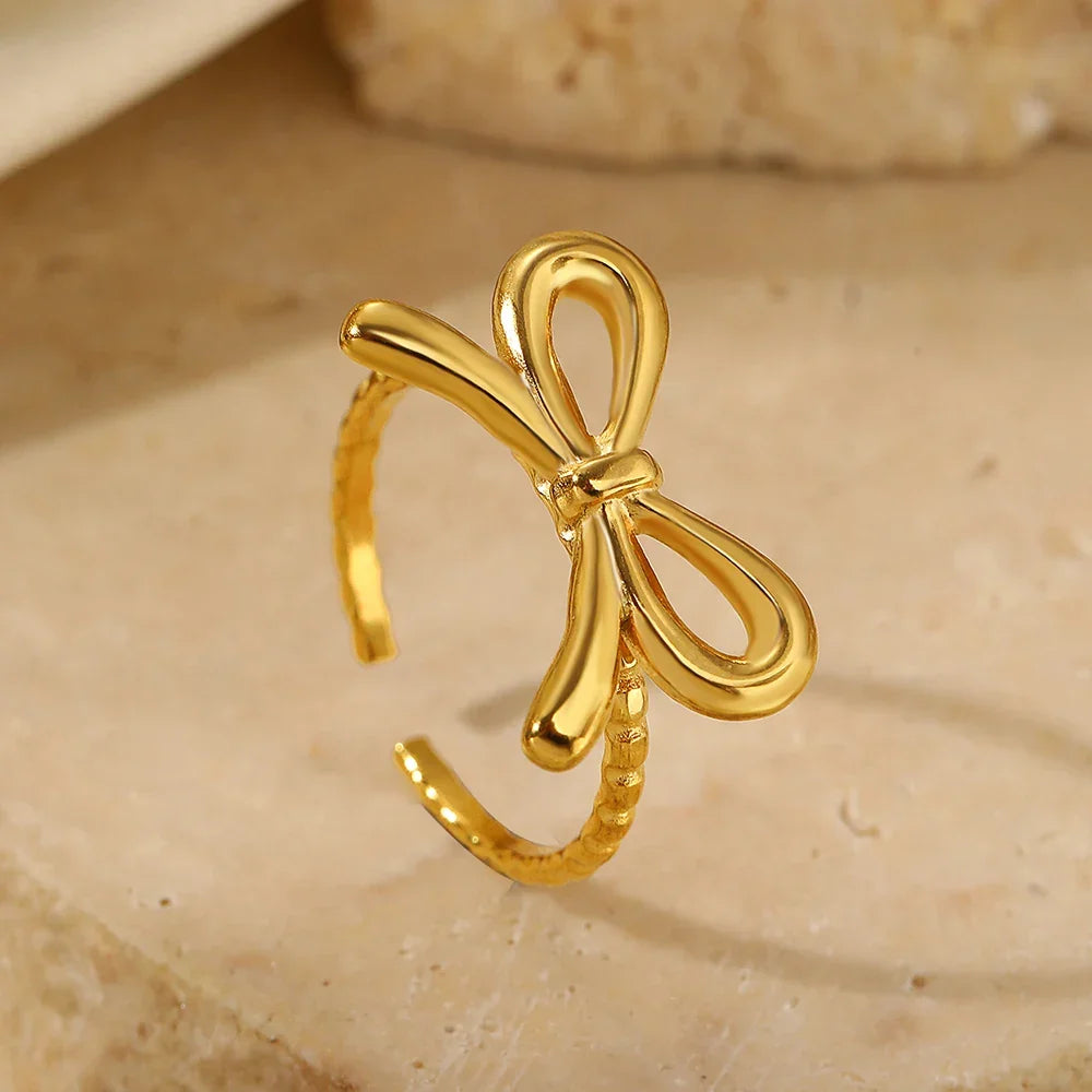 Bague noeud papillon pour femme or