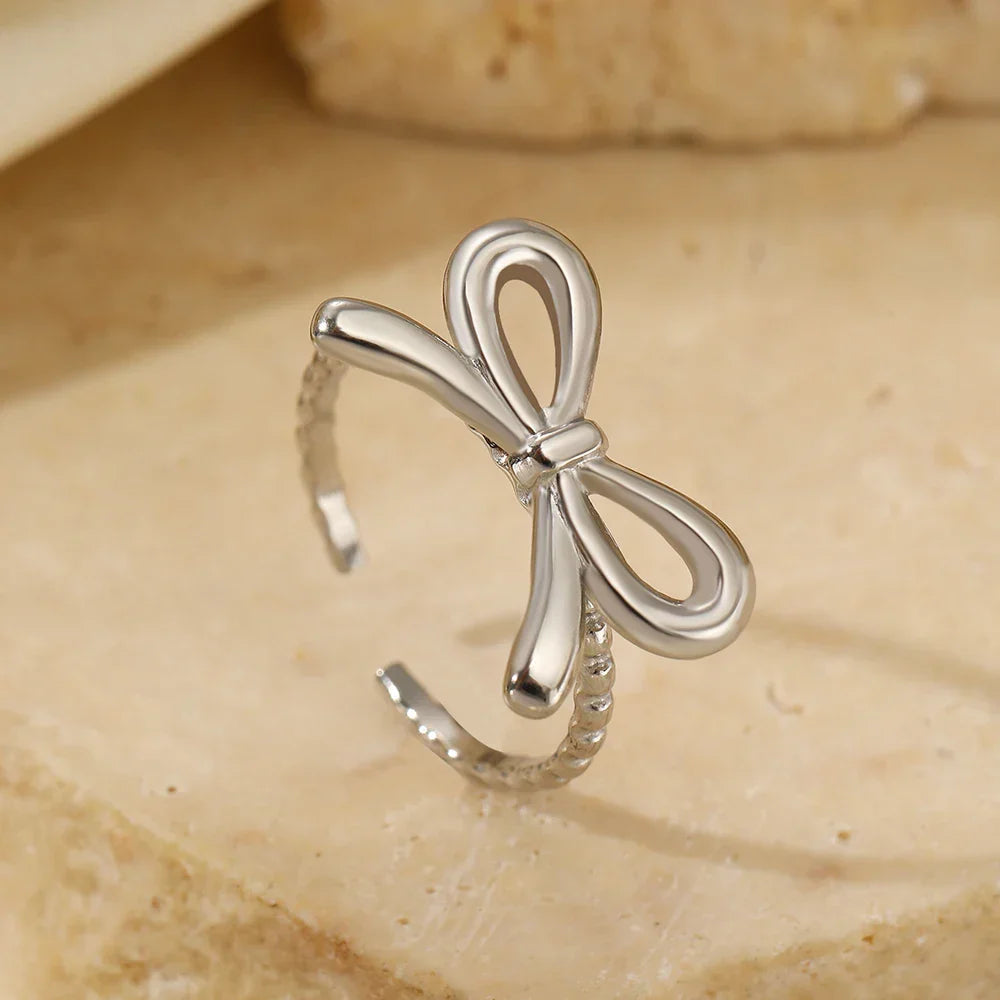 Bague noeud papillon pour femme argent