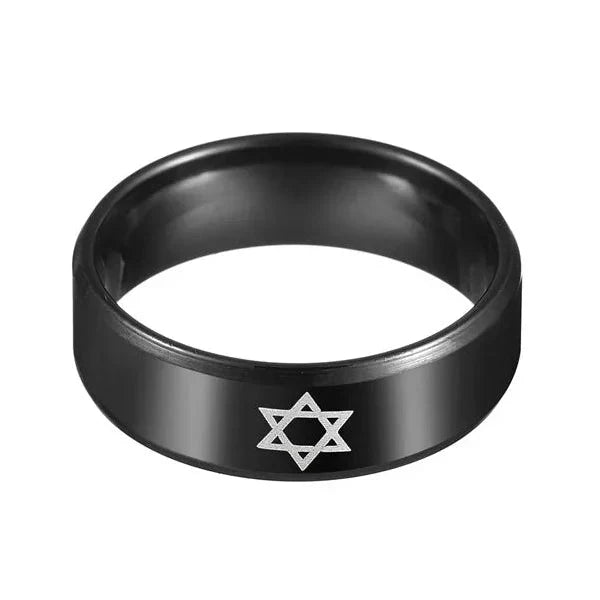 Bague noire avec l'étoile de David symbole juif