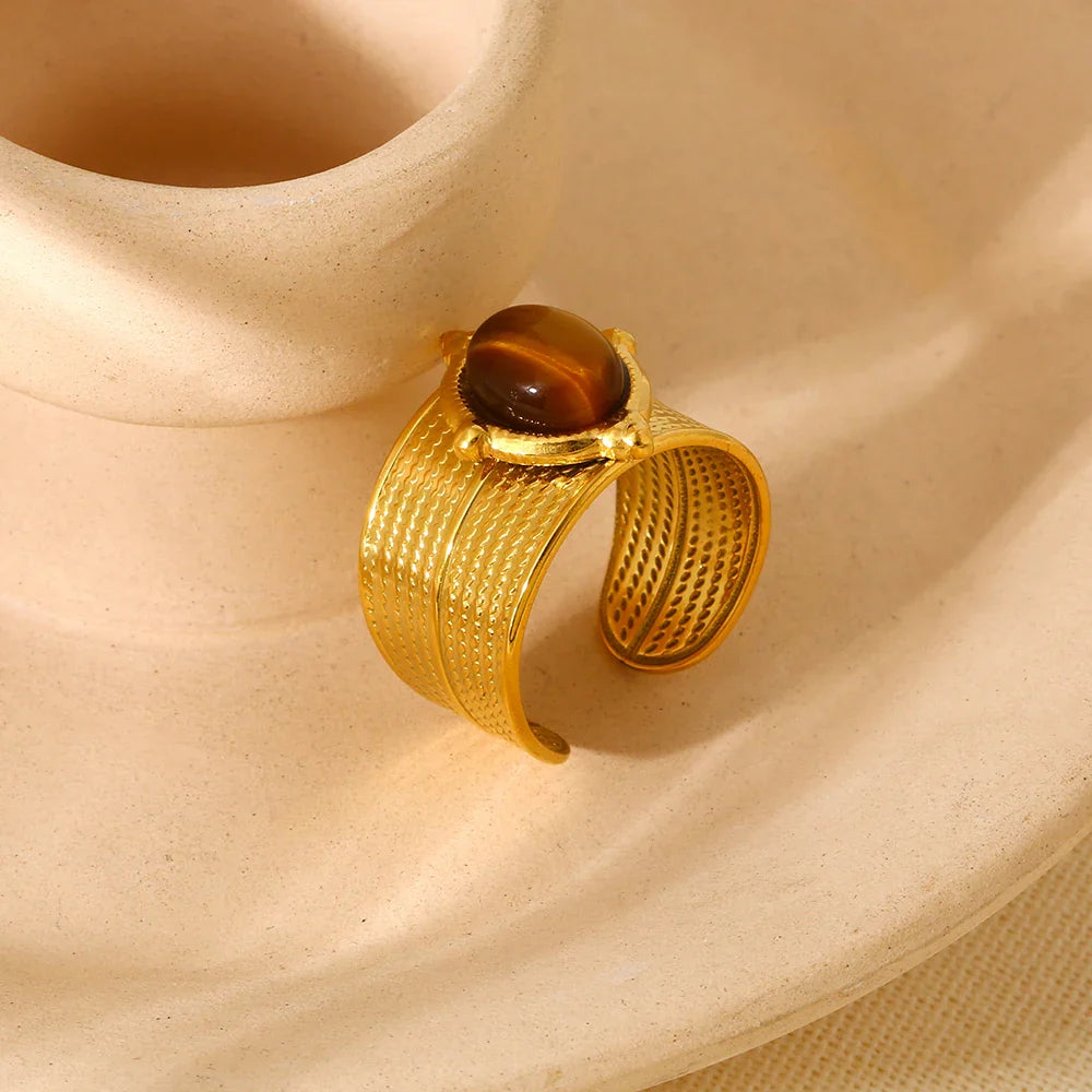 Tiger Eye Ring for Women Gold