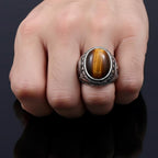 Decorated Men's Tiger Eye Ring