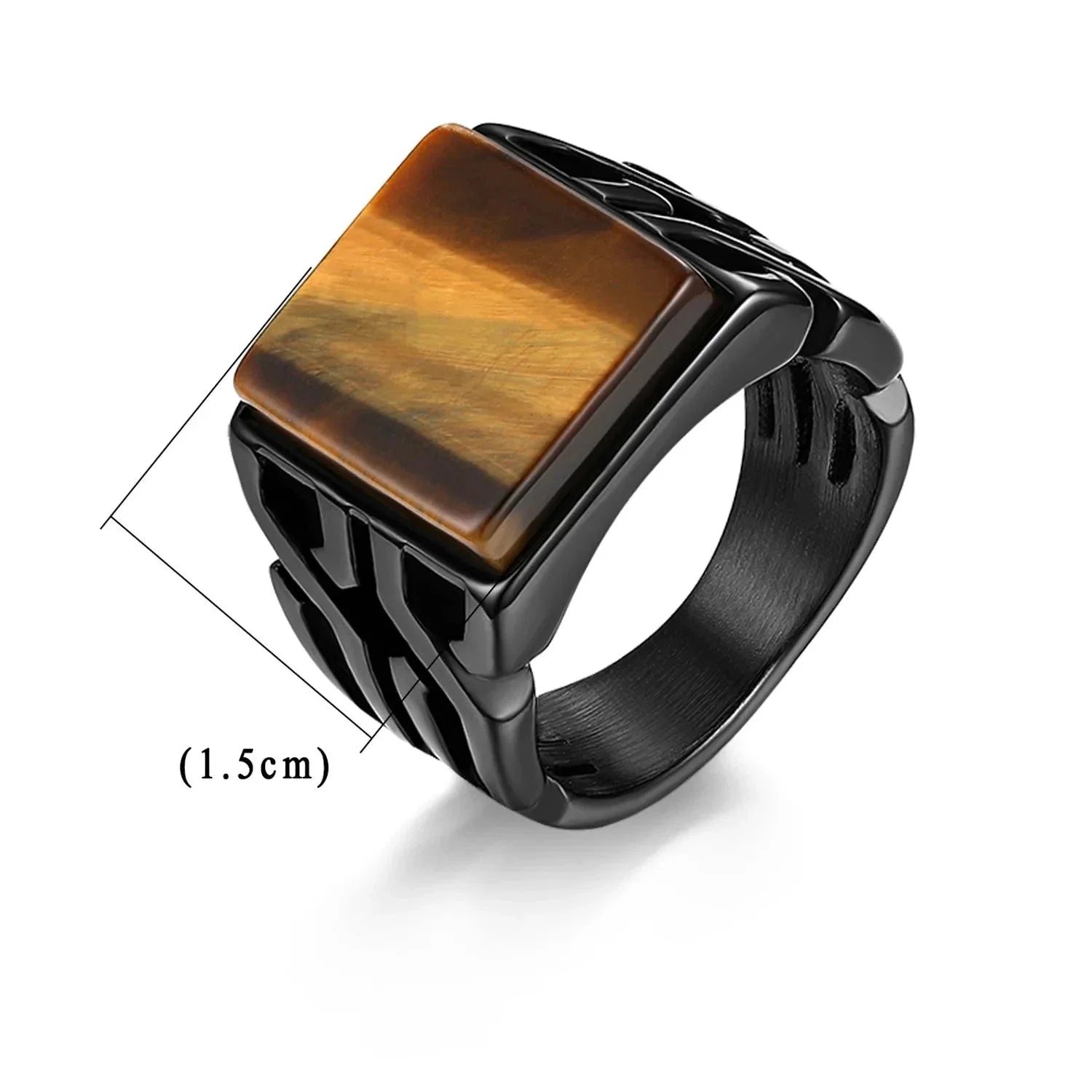 Tiger Eye Ring Men Square Stone