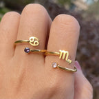Gold Ring Zodiac Sign 12 Constellations Cancer