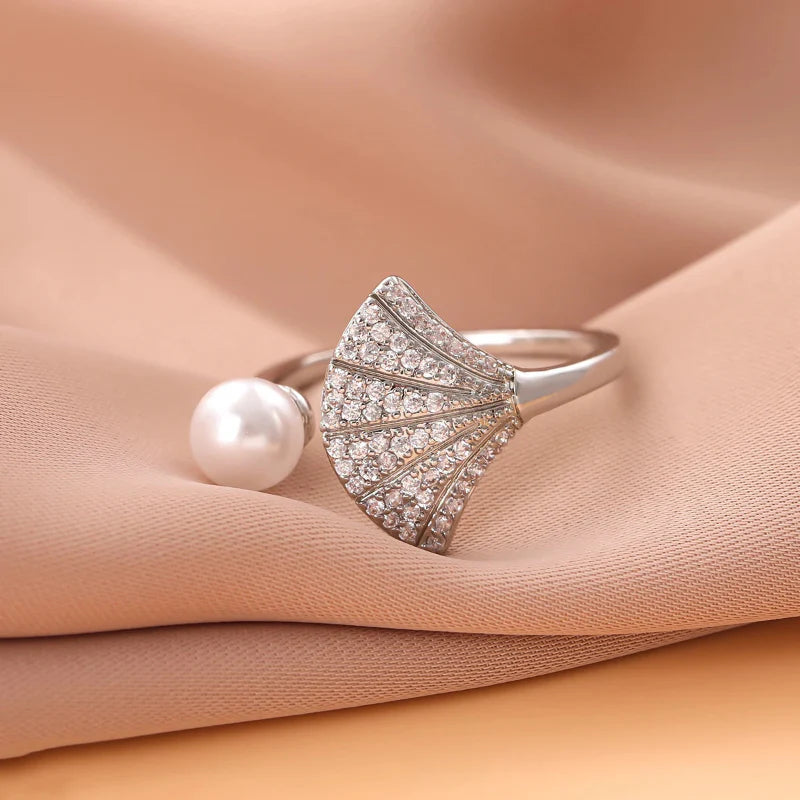 Bague Coquille Saint-Jacques et Perle Coquillage