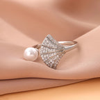 Scallop Shell and Shell Pearl Ring