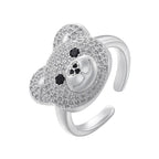 Bague Ours Pierre Argent Et Blanc