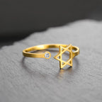 Bague ouverte avec l'étoile de David symbolique juive or