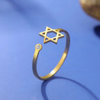 Bague ouverte avec l'étoile de David symbolique juive or