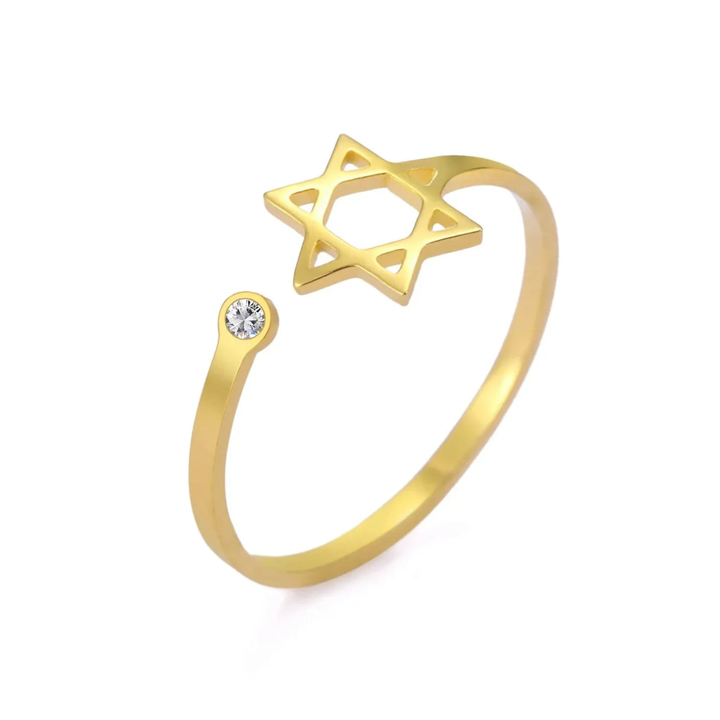Bague ouverte avec l'étoile de David symbolique juive or