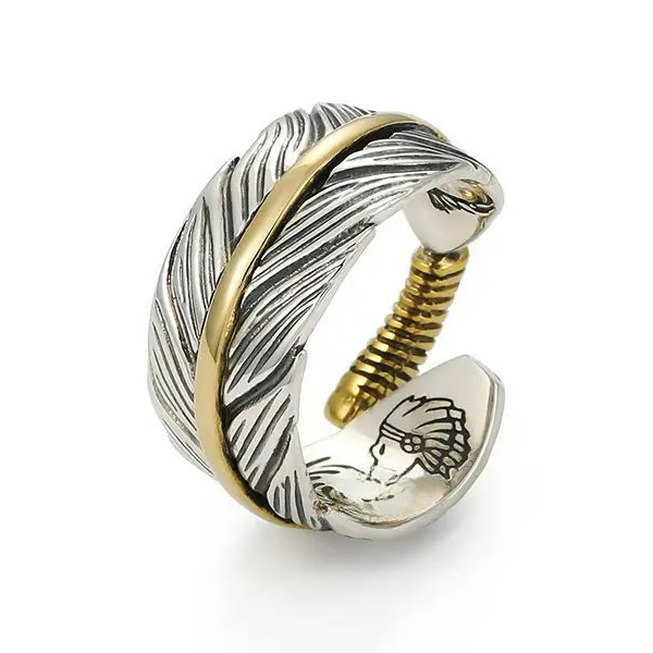Bague ouverte en forme de plume