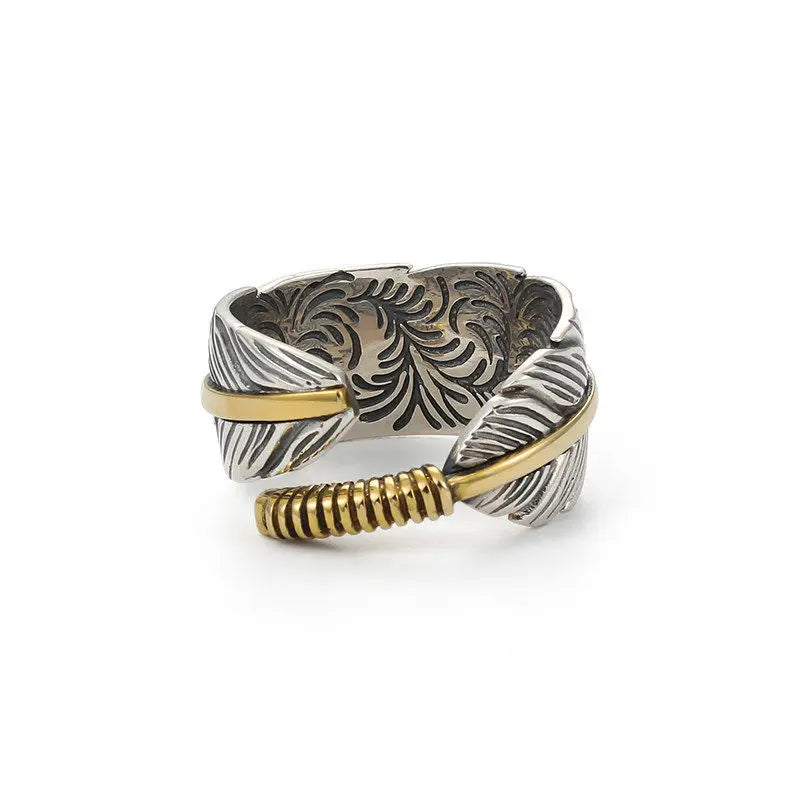 Bague ouverte en forme de plume
