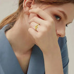 Bague ouverte pour femme avec l'étoile de David symbole juif or