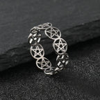 Pentacle Witchcraft Ring Woman Wiccan Silver Ring