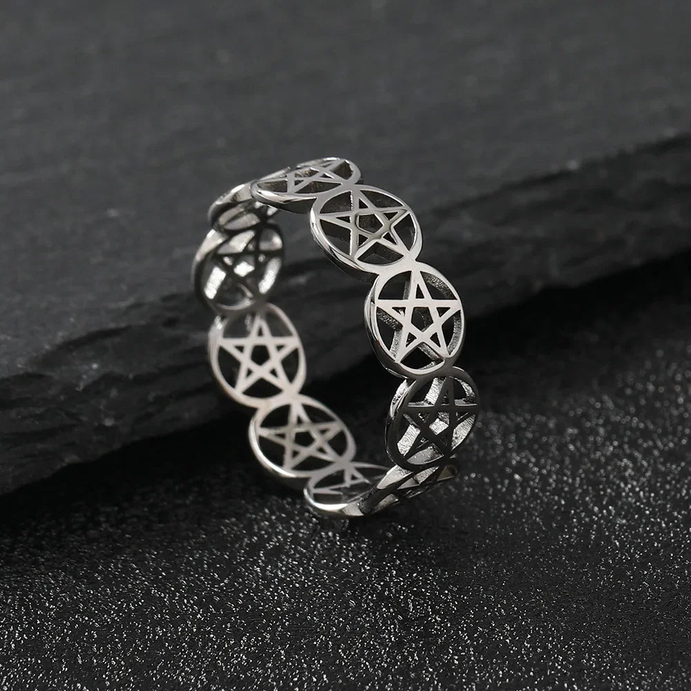 Pentacle Witchcraft Ring Woman Wiccan Silver Ring