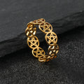 Pentacle Witchcraft Ring Woman Wiccan Gold Ring