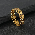 Pentacle Witchcraft Ring Woman Wiccan Gold Ring