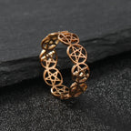 Pentacle Witchcraft Ring Woman Wiccan Rose Gold Ring