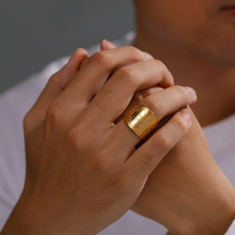 Pentagram Tetragram Witchcraft Sorcery gold Ring