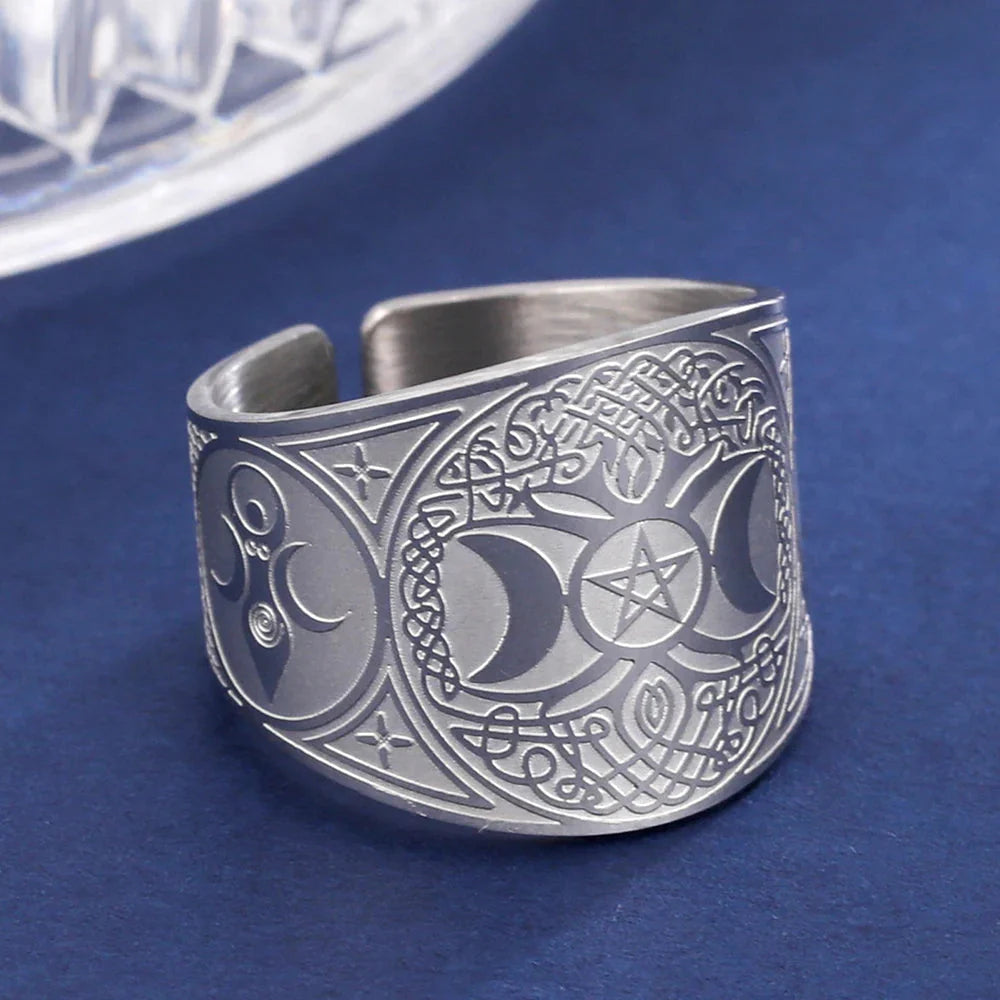 Pentagram Tetragram Witchcraft Sorcery silver Ring