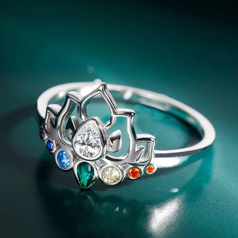 Bague Pierre 7 Chakras Fleur Lotus