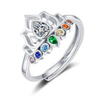 7 Chakras Stone Ring Lotus Flower