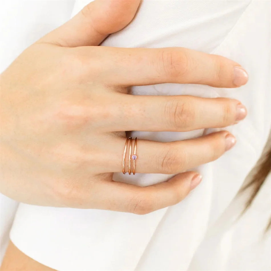 Silver & Gold Birthstone Ring