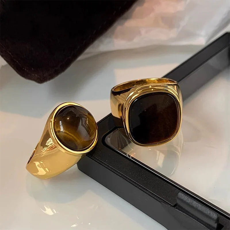 Tiger Eye Stone Gold Ring