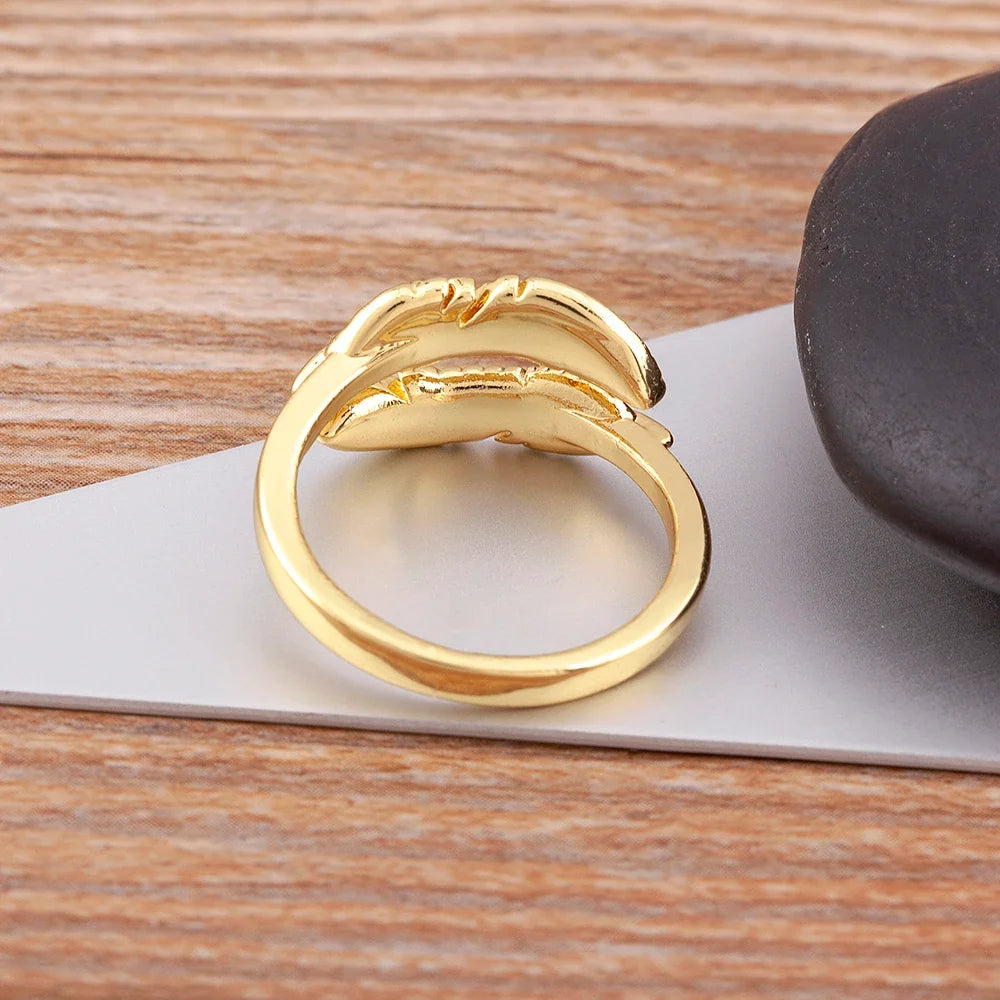Bague plume ciselée dorée