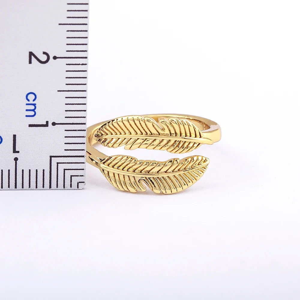 Bague plume ciselée dorée