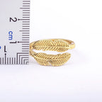 Bague plume ciselée dorée